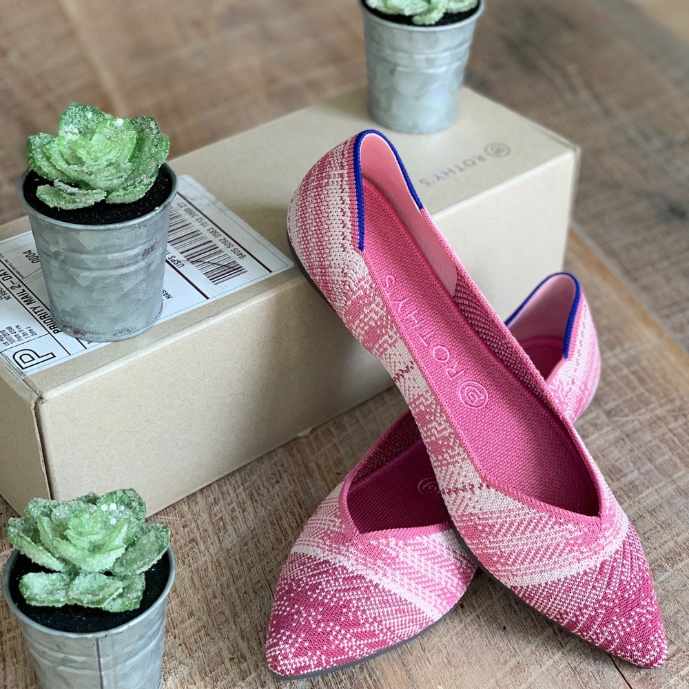 Rothy’s Pink Plaid Points BC Awareness NEW 9.5